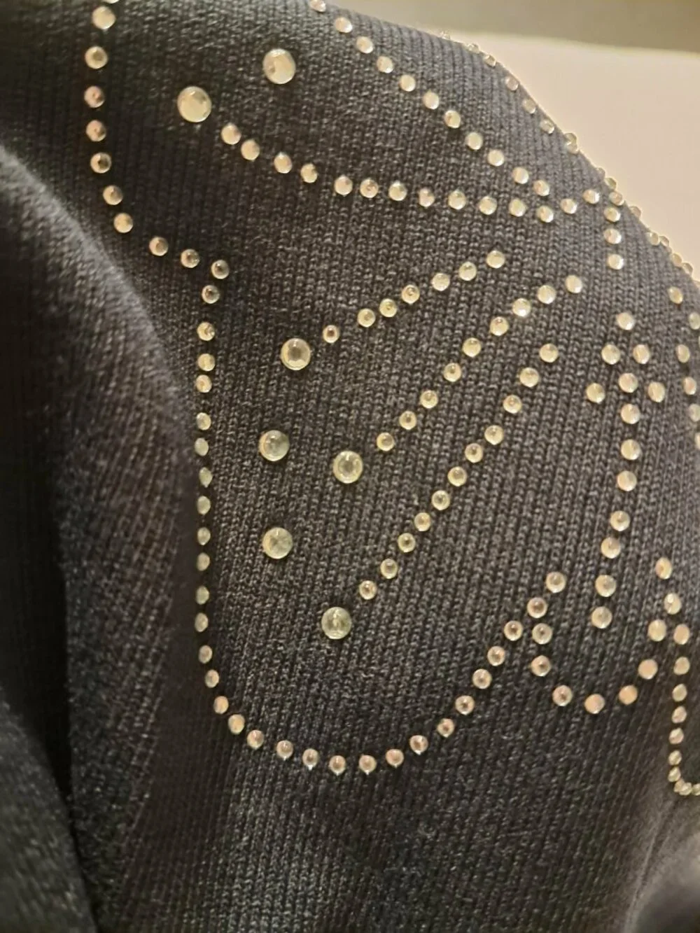 Navy Blue Strappy Top Rhinestone Butterfly Detail Size L - Picture 4 of 7